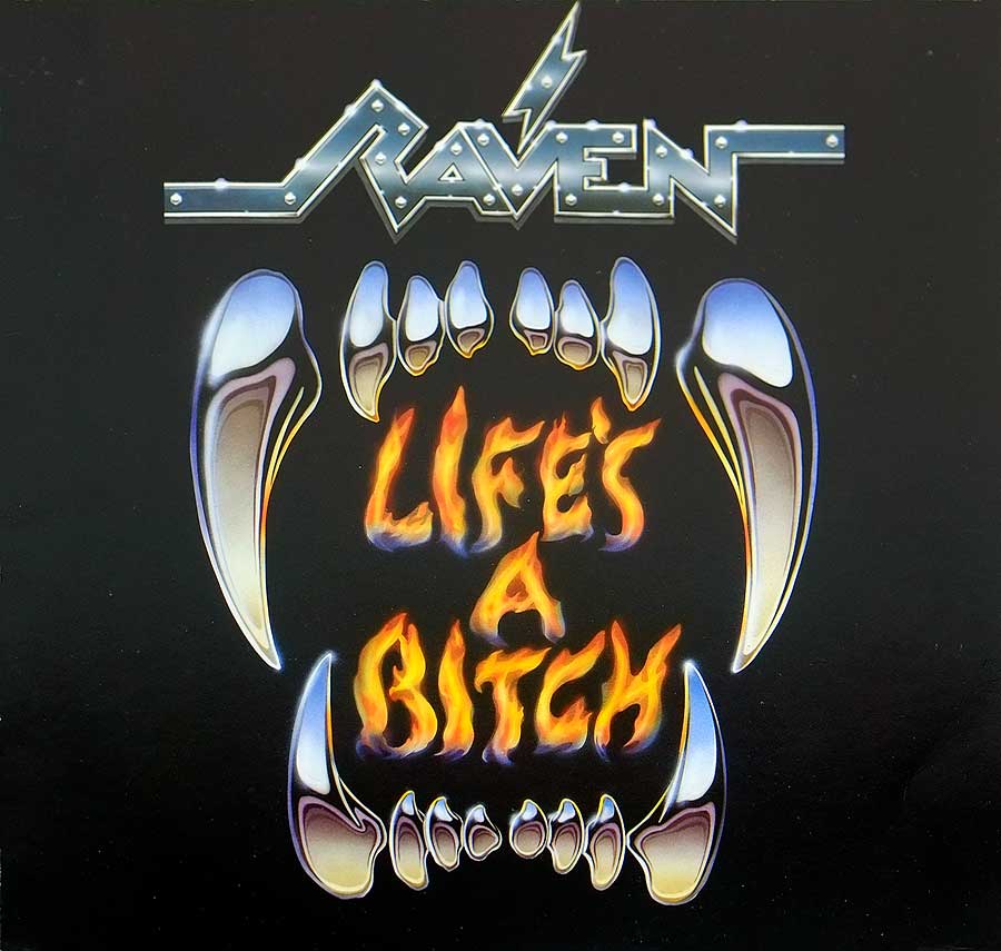 RAVEN - Life's A Bitch 12" Vinyl LP Album front cover https://vinyl-records.nl