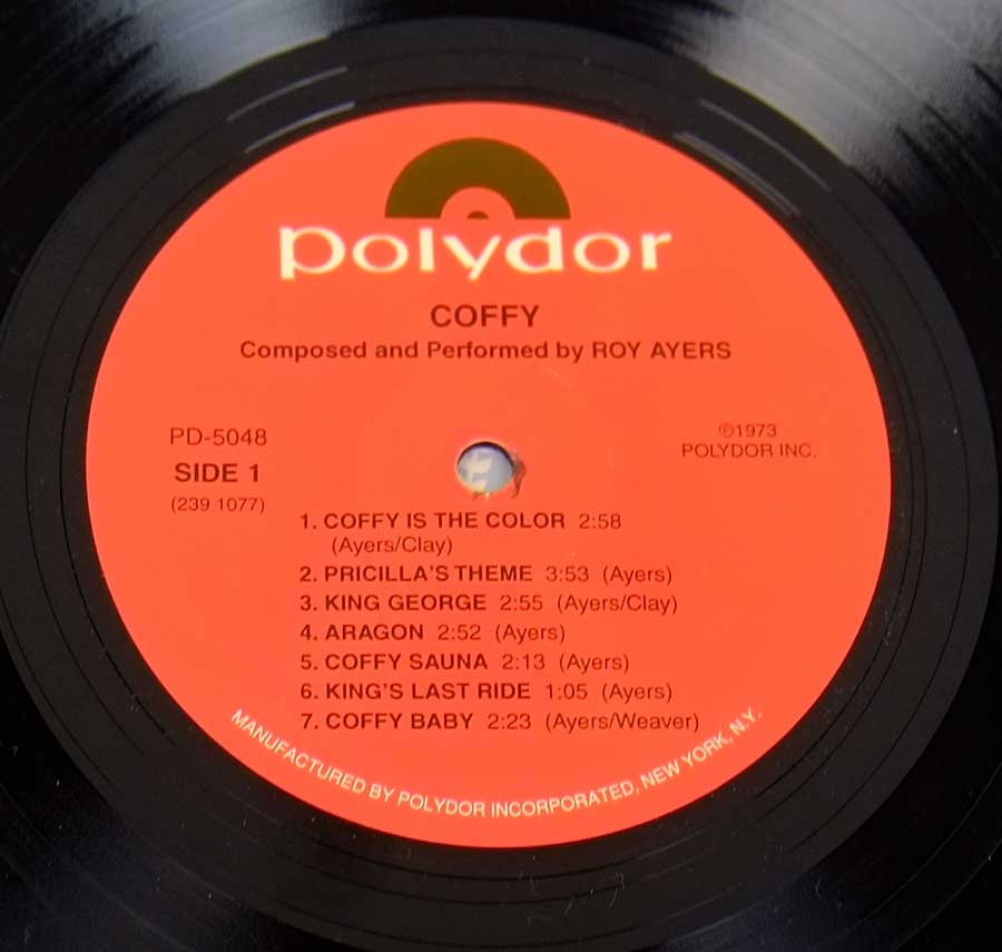 Close-up of the Red Polydor Recor Label of COFFY 