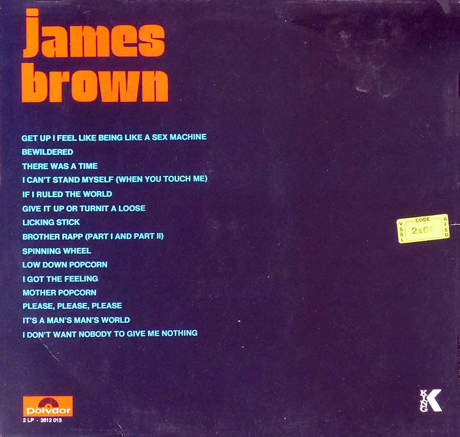 JAMES BROWN - Sex Machine 12" Vinyl 2LP Album back cover