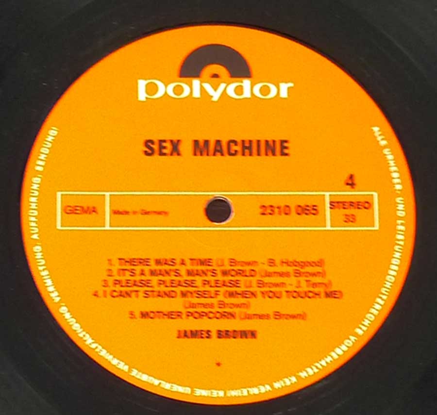 Side Four Close up of record's label JAMES BROWN - Sex Machine 12" Vinyl 2LP Album