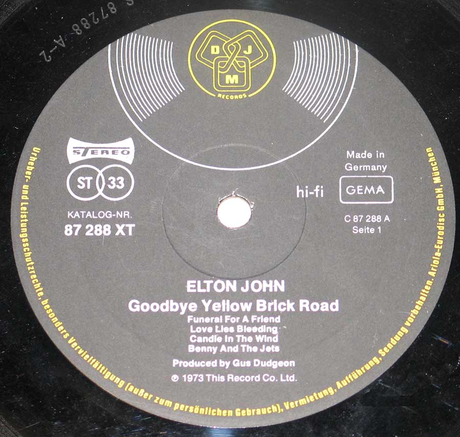 Record Label Details: DJM Records 87 288 XT (87288) , Made in Germany ℗ 1973 This Record Co ltd Sound Copyright 