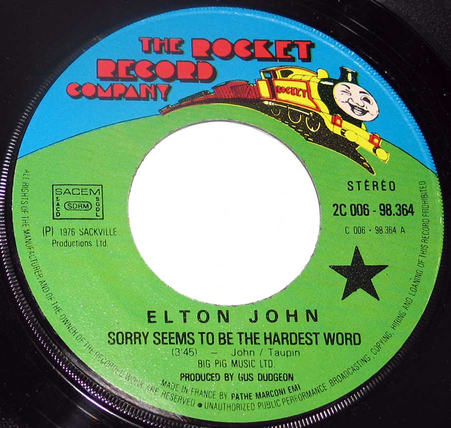 ELTON JOHN - Sorry Seems to be the Hardest Word / Shoulder Holster 7" Picture Sleeve Vinyl Single
 vinyl lp record 