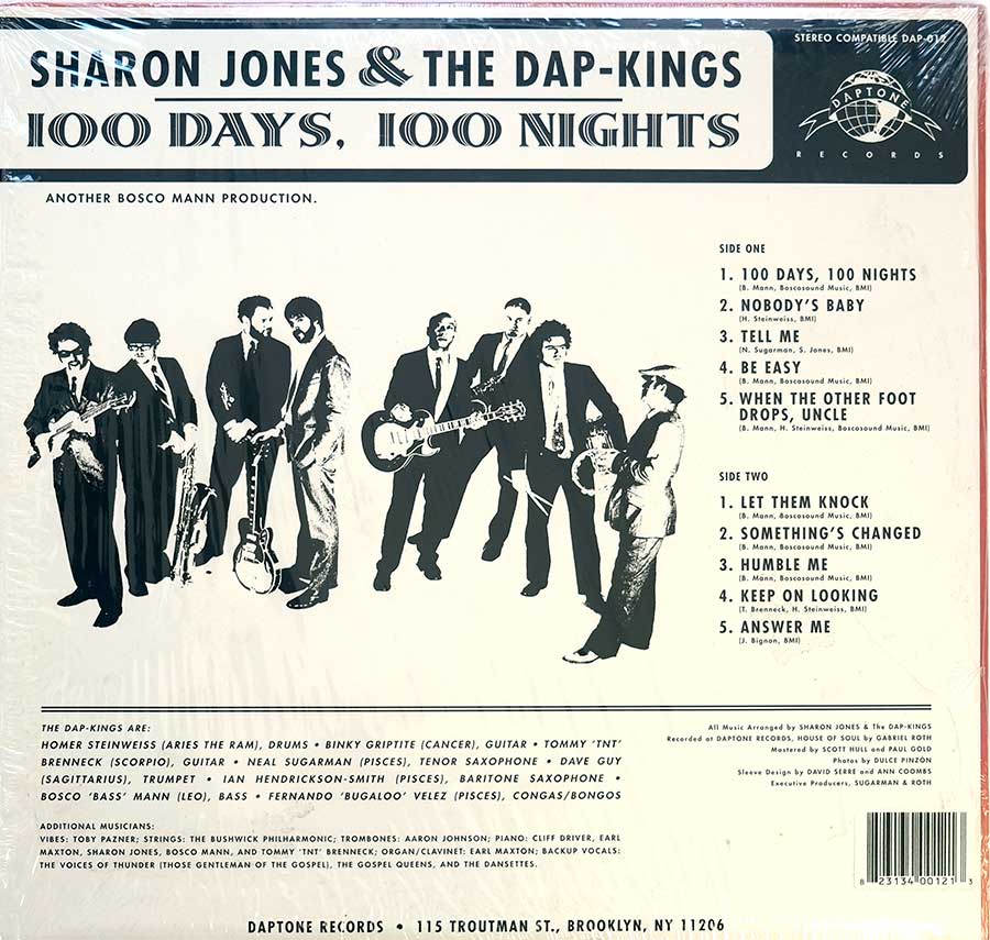 Photo of album back cover SHARON JONES & THE DAP-KINGS 100 Days, 100 Nights
