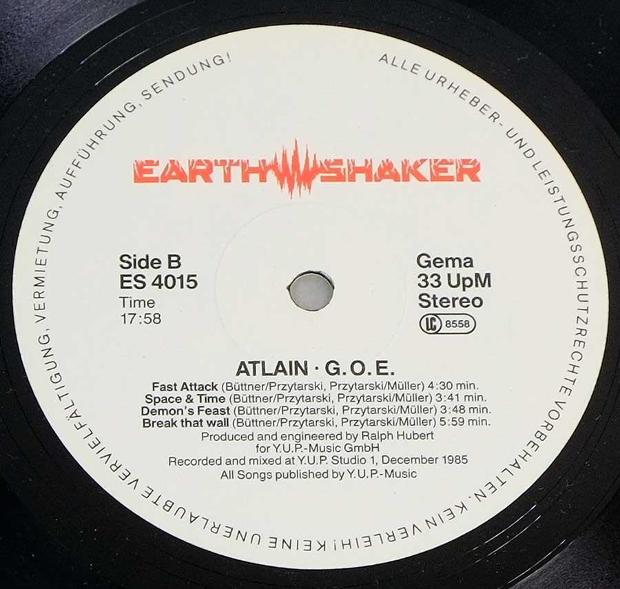 Enlarged High Resolution Photo of the Record's label ATLAIN - G.O.E. https://vinyl-records.nl