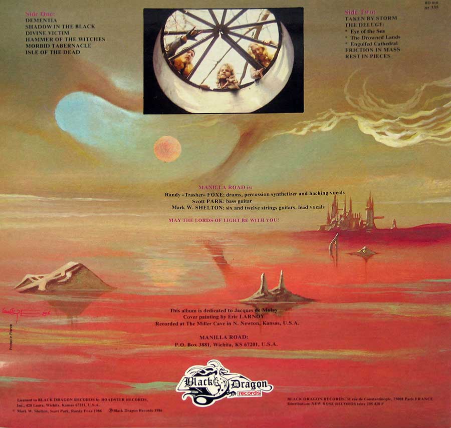 MANILLA ROAD - The Deluge 12" Vinyl LP Album back cover