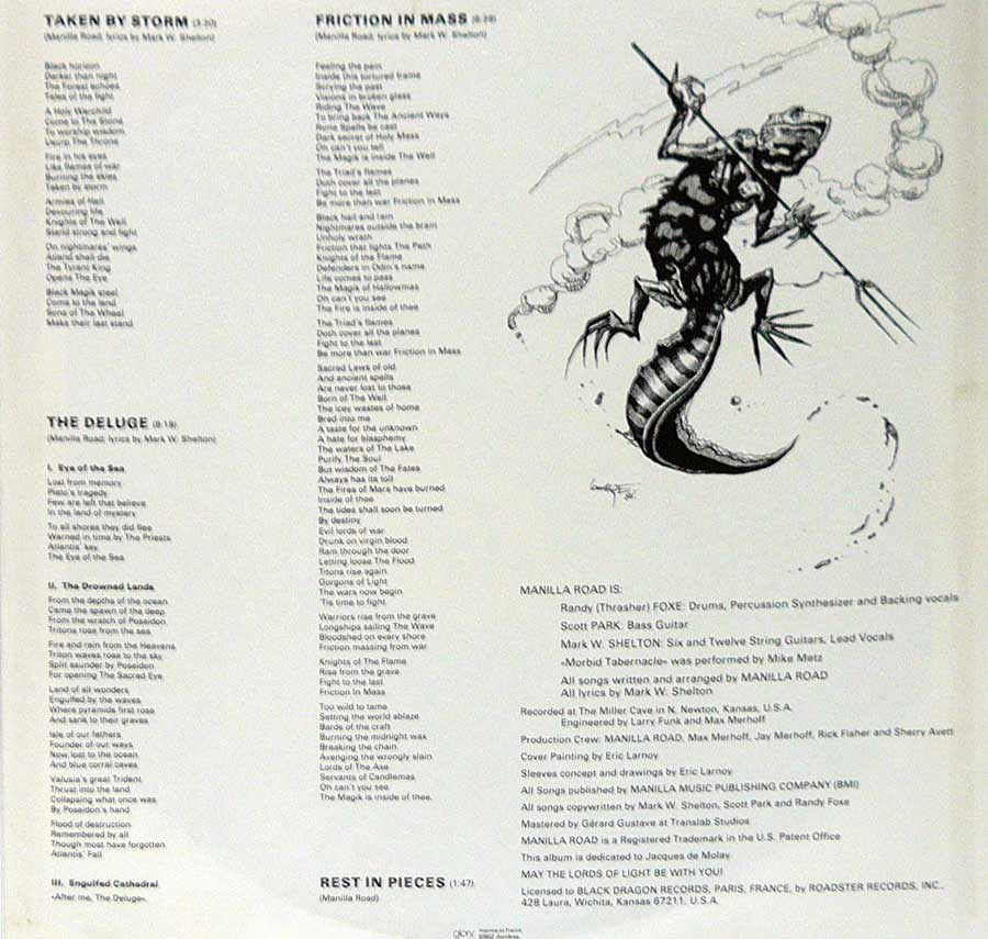 MANILLA ROAD - The Deluge 12" Vinyl LP Album custom inner sleeve