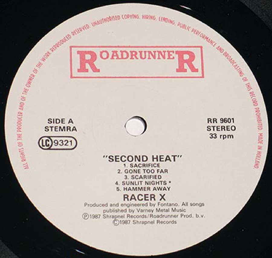 Photo of Record Label of Second Heat