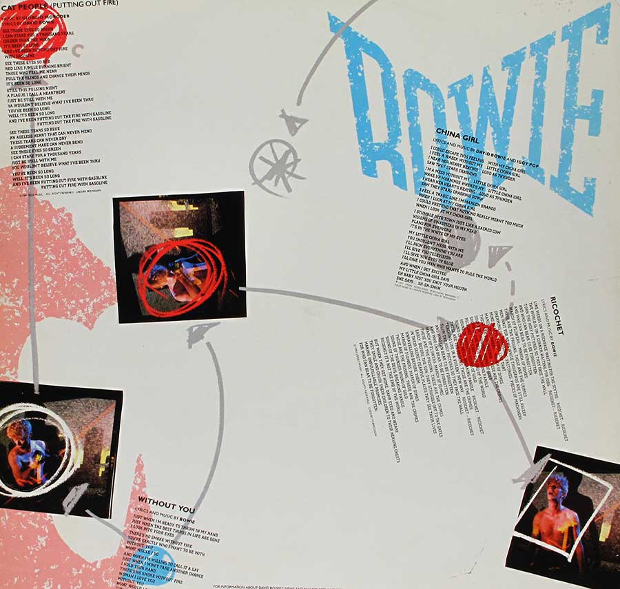 Photo One Of The Original Custom Inner Sleeve DAVID BOWIE - Let's Dance Lyrics Sleeve 12" Vinyl LP Album 