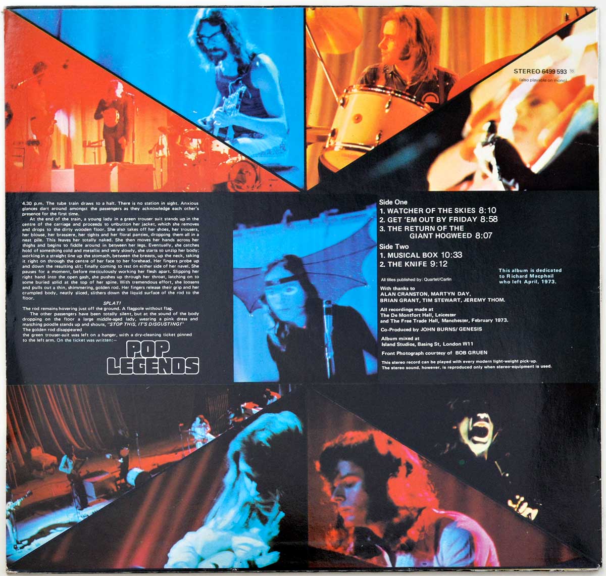 Photo Of The Back Cover GENESIS - Live ( 1973 ) 