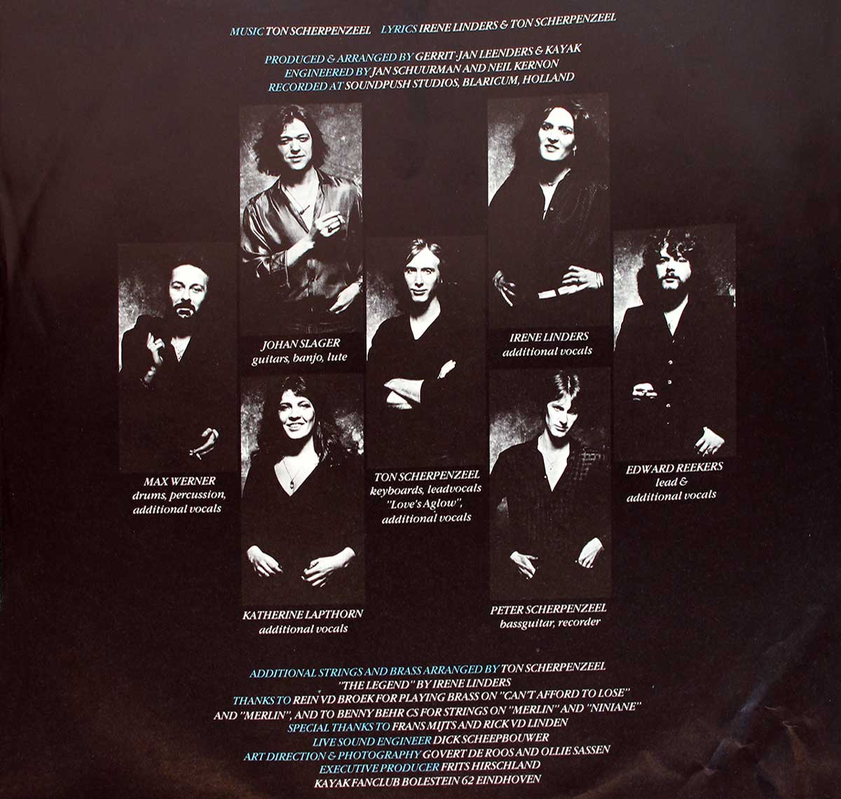 Photo of Kayak band-members on "Merlin" Album's Inner Sleeve     