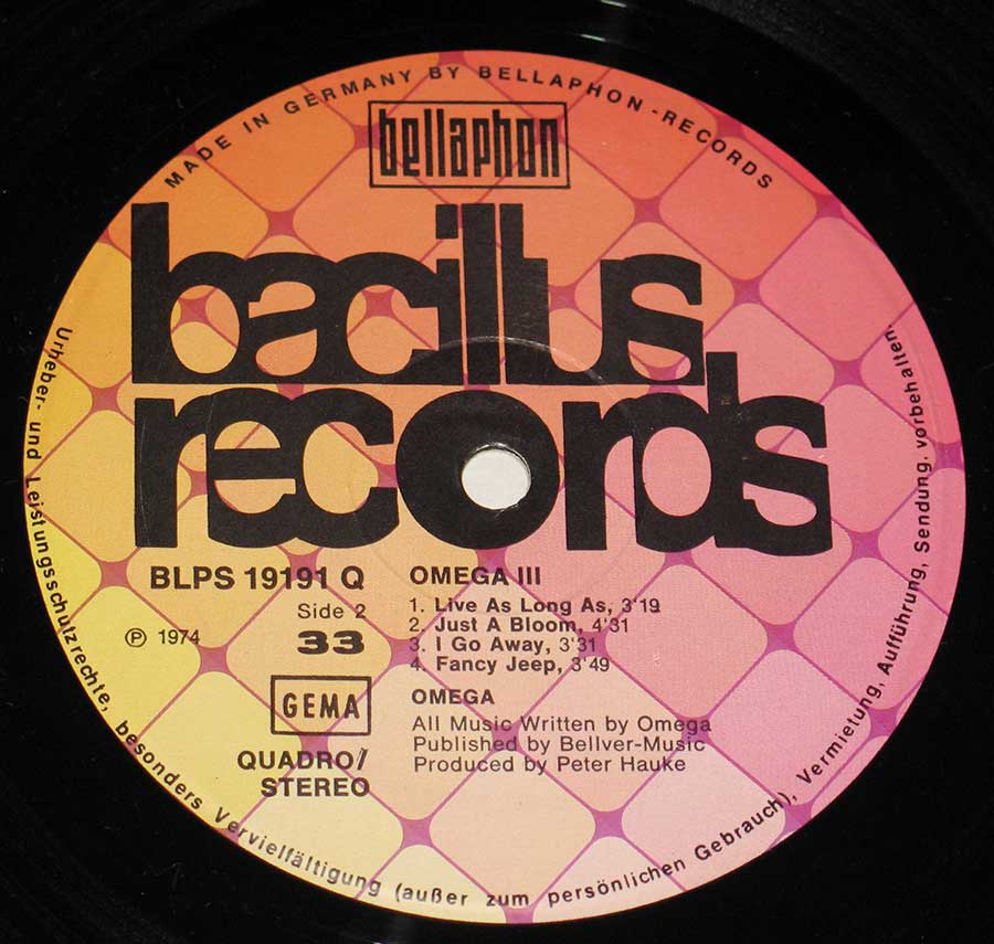 "III By Omega" Record Label Details: BACILLUS Records BLPS 19191 Q 
