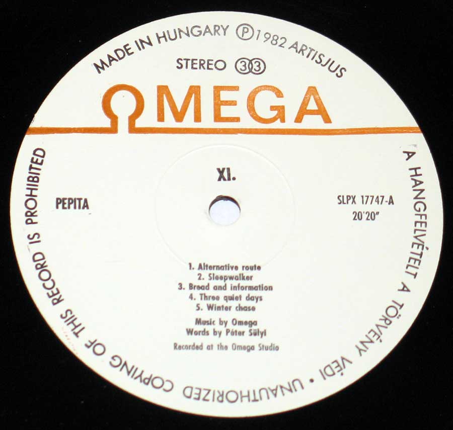 "XI" Record Label Details: PEPITA SLPX 17747, Made in Hungary ℗ 1982 Artisjus Sound Copyright 