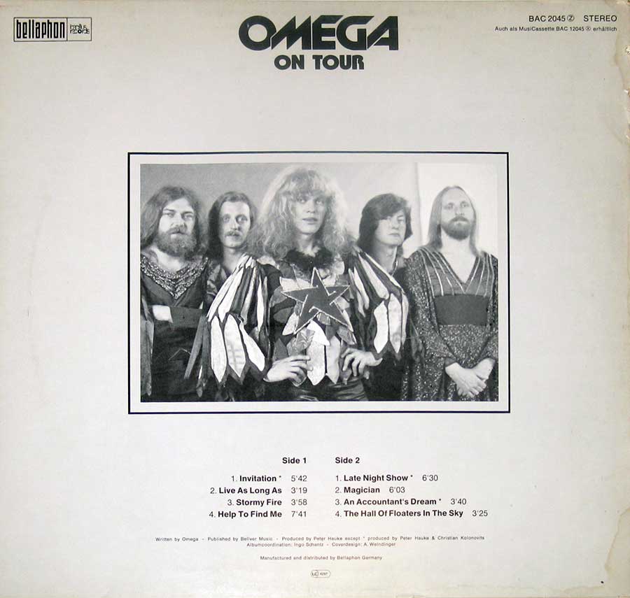 Photo of album back cover OMEGA - On Tour 12" Vinyl LP Album