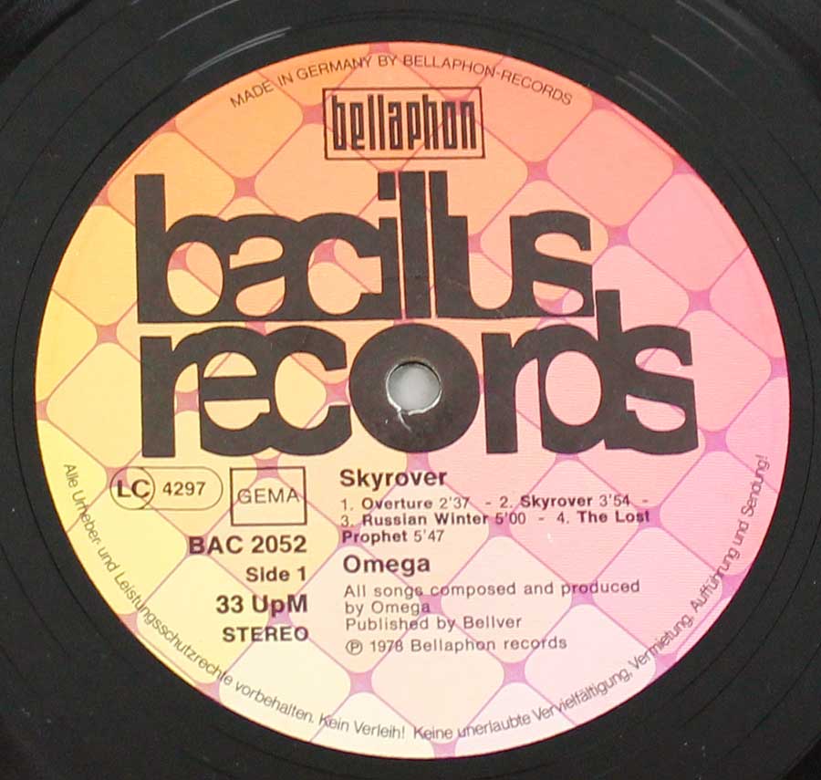 "Skyrover" Record Label Details: Bellaphon BACILLUS Records BAC 2052, LC 4297 ℗ 1976 Bellaphon Records Sound Copyright 