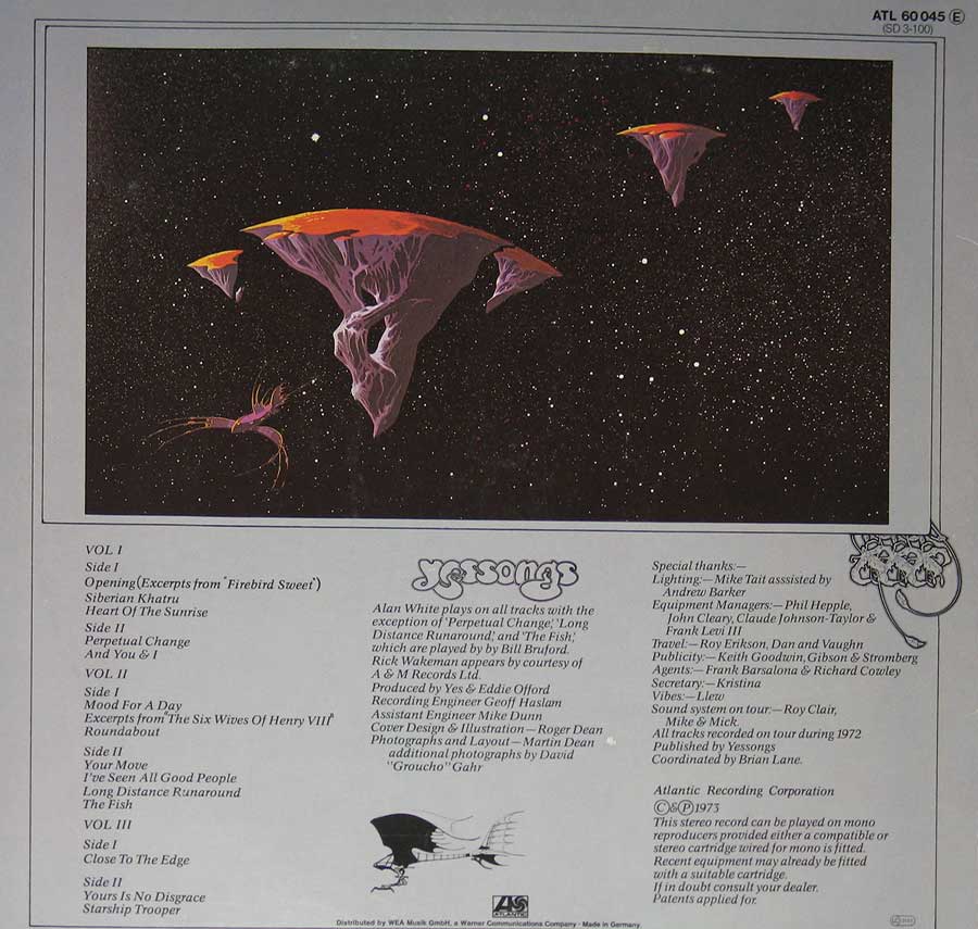 Photo of album back cover YES - Yessongs 