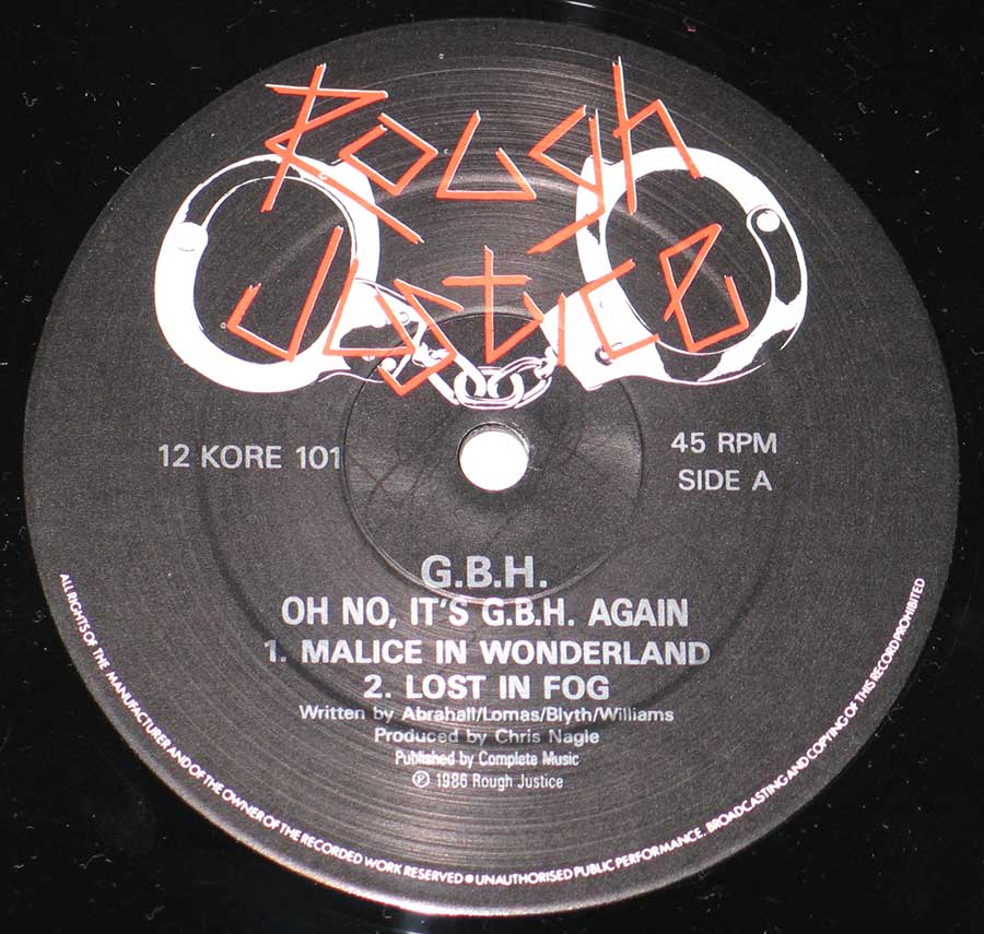 Photo of record label of G.B.H - Oh No It's G.B.H Again 