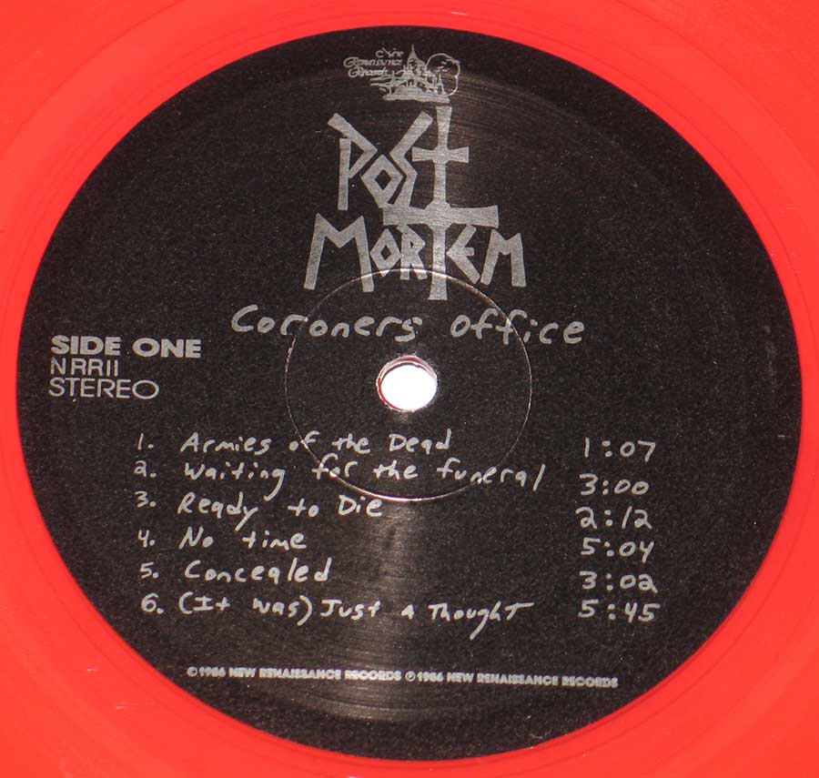 Record Label Photo Post Mortem Coroners Office Colored Red Vinyl  https://vinyl-records.nl//