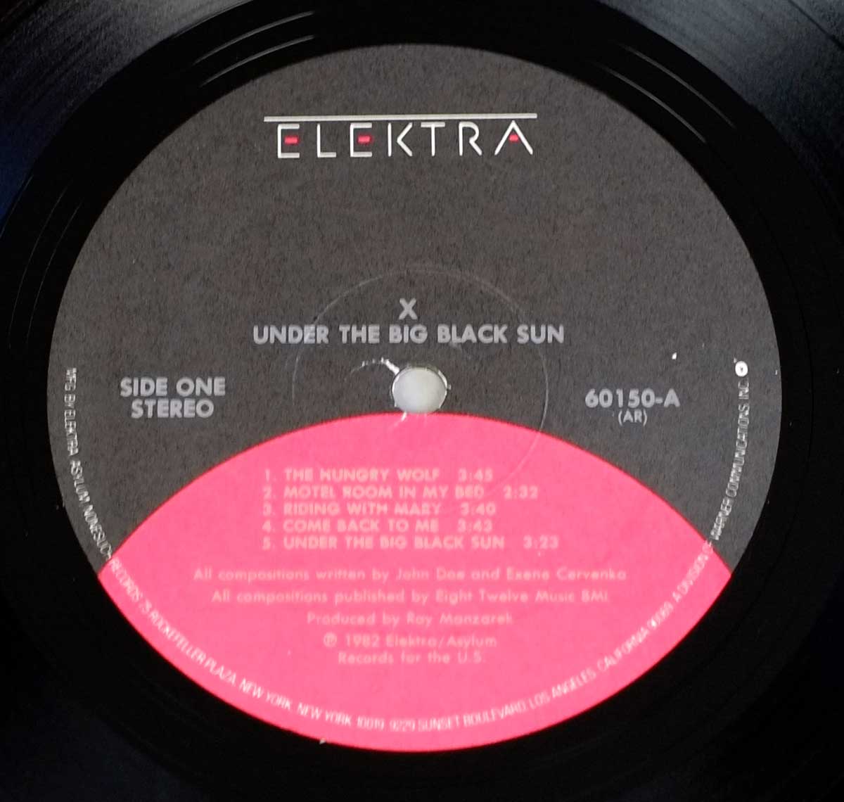 Photo of "X - Under The Big Black Sun" Black / Red Elektra Record Label