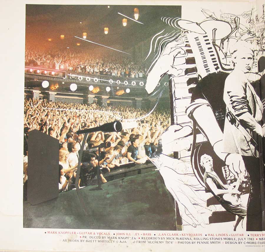 Photo of the left page inside cover DIRE STRAITS - Alchemy Dire Straits Live 2LP Vinyl Album 