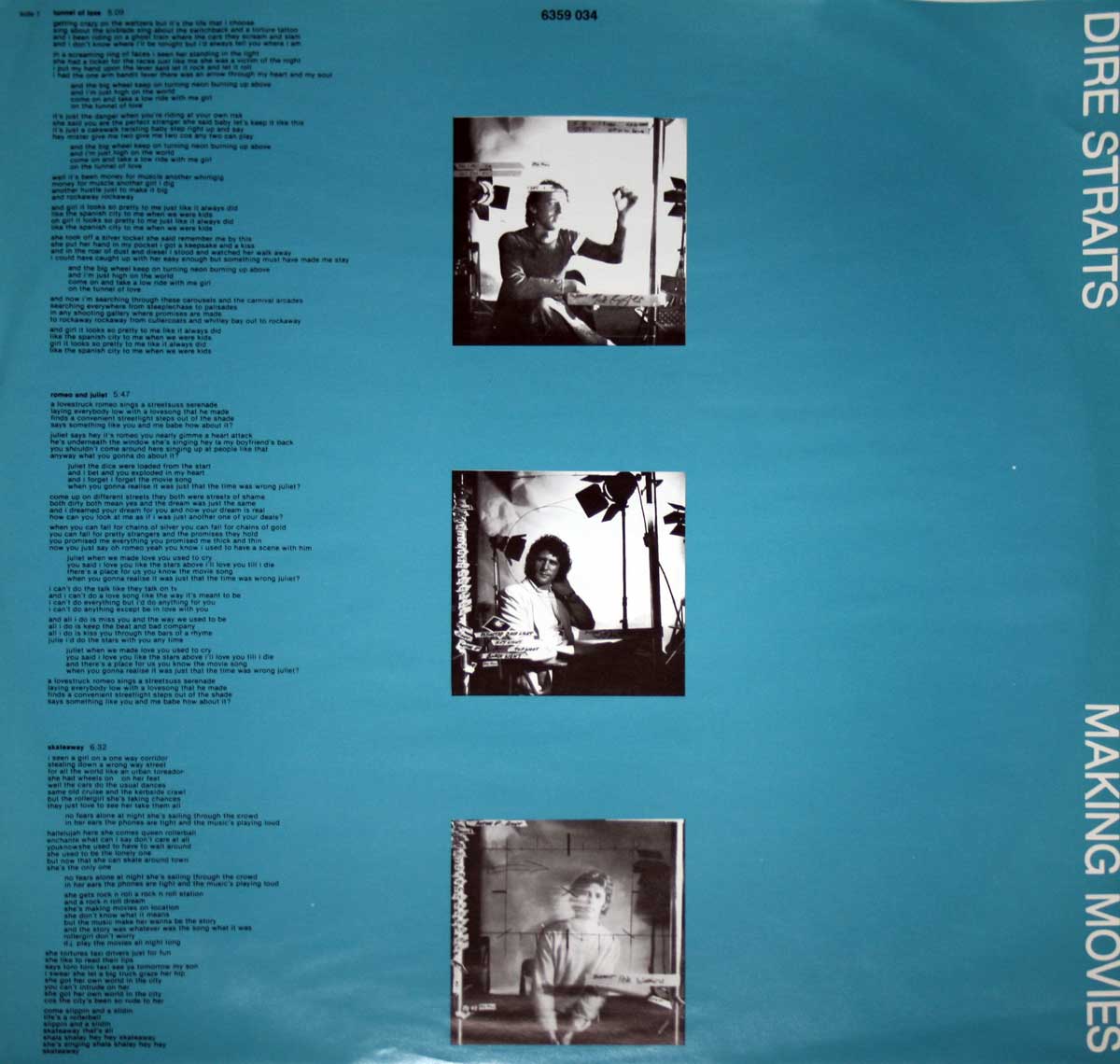 Album Back cover photo of German release of Dire Straits Making Movies
