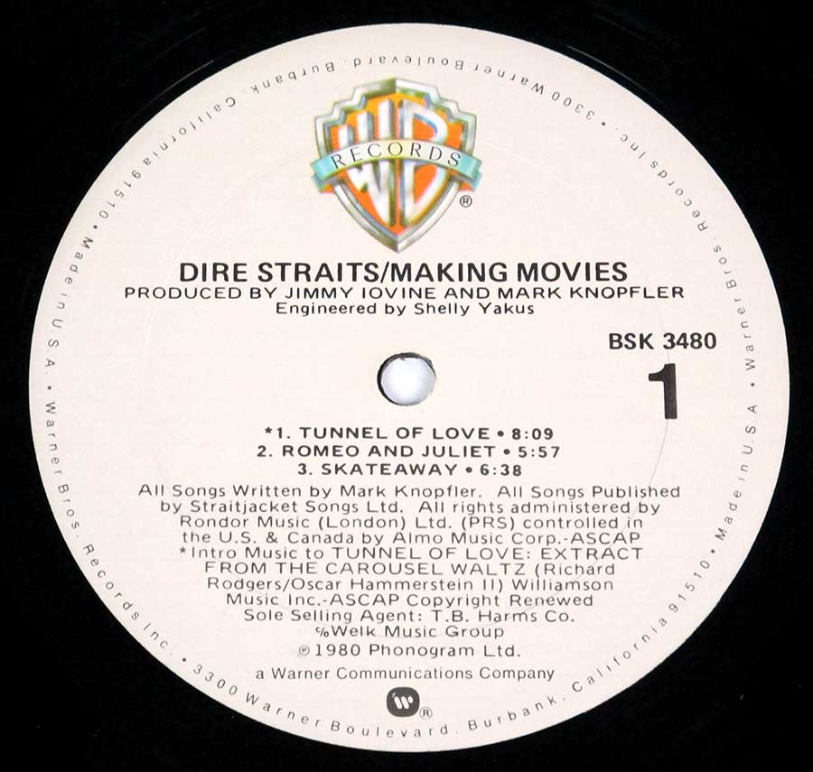 Close-up Photo of "DIRE STRAITS - Making Movies Orig USA" Record Label 