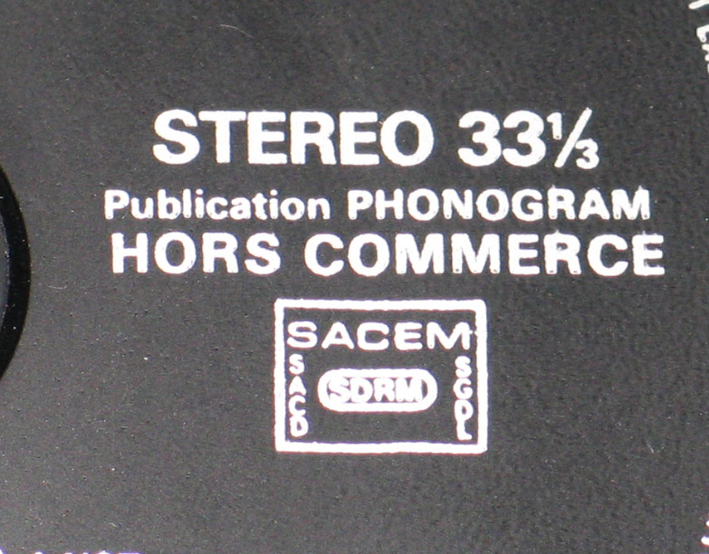 Close up of "Hors Commerce" 