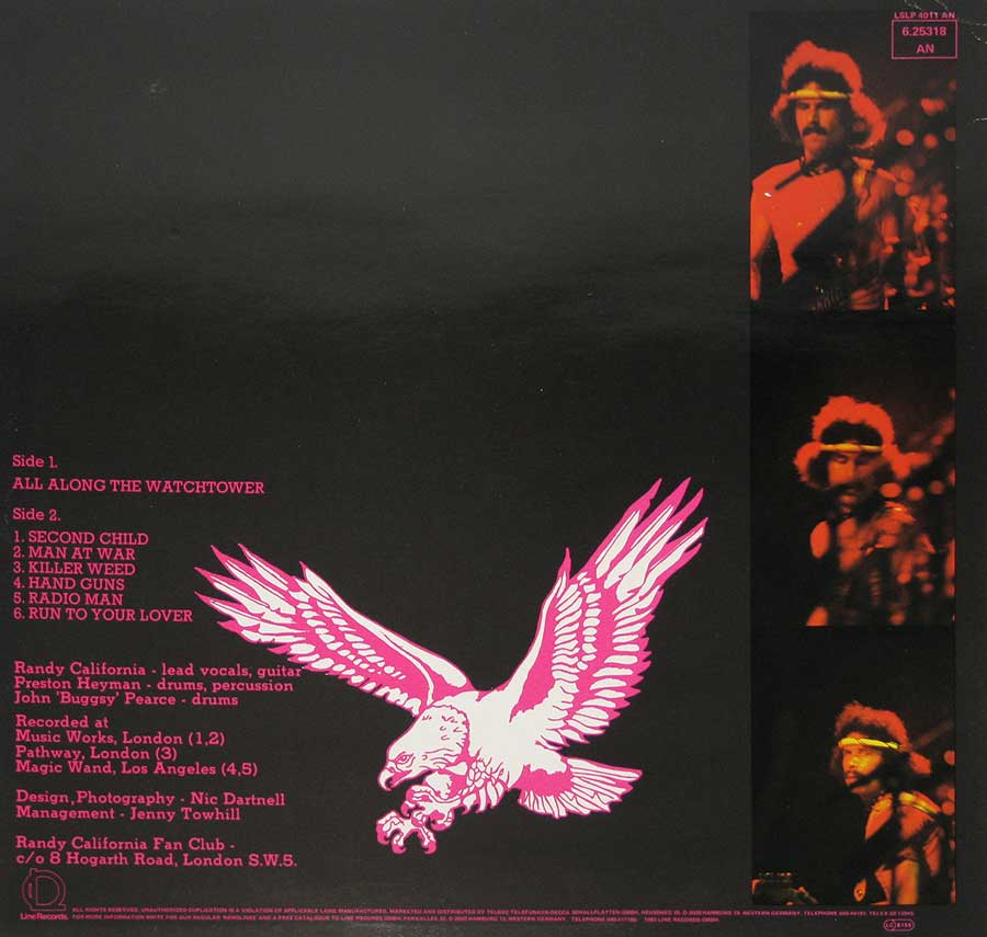 Photo of album back cover Randy California - All Along the Watchtower
