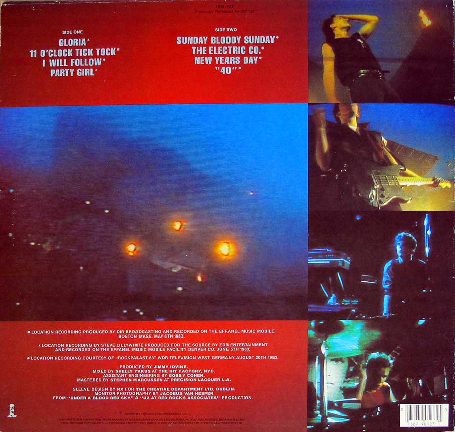 Photo of album back cover U2 - Live Under a Blood Red Sky ( Canada )