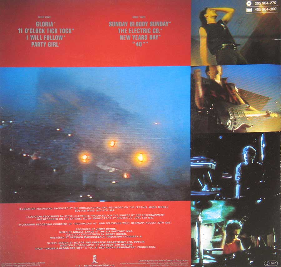 Photo of album back cover U2 Live - Under a Blood Red Sky Uncensored 12" Vinyl LP ALbum