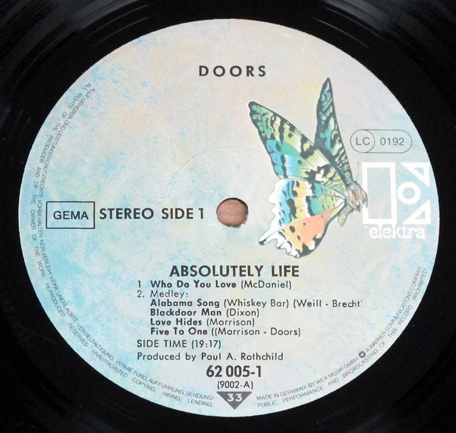 "Absolutely Live" Record Label Details: Elektra 62 005 