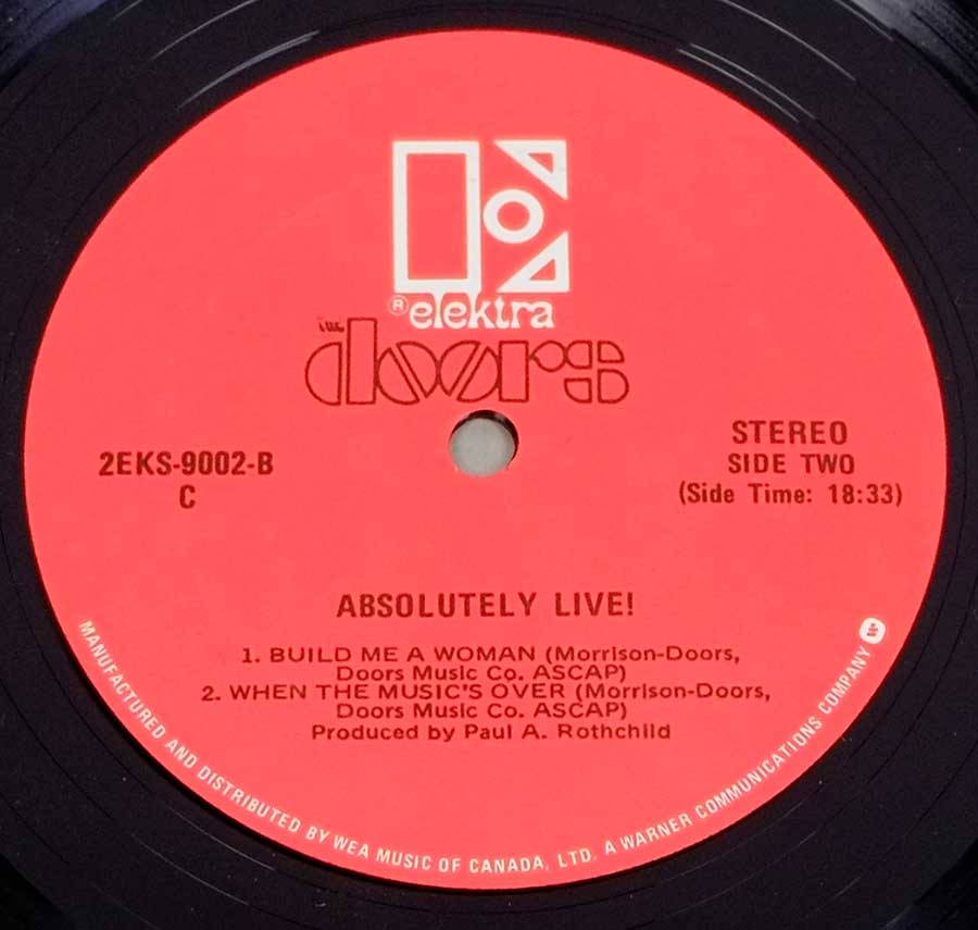 Close up of record's label Absolutely Live 2LP Side Two