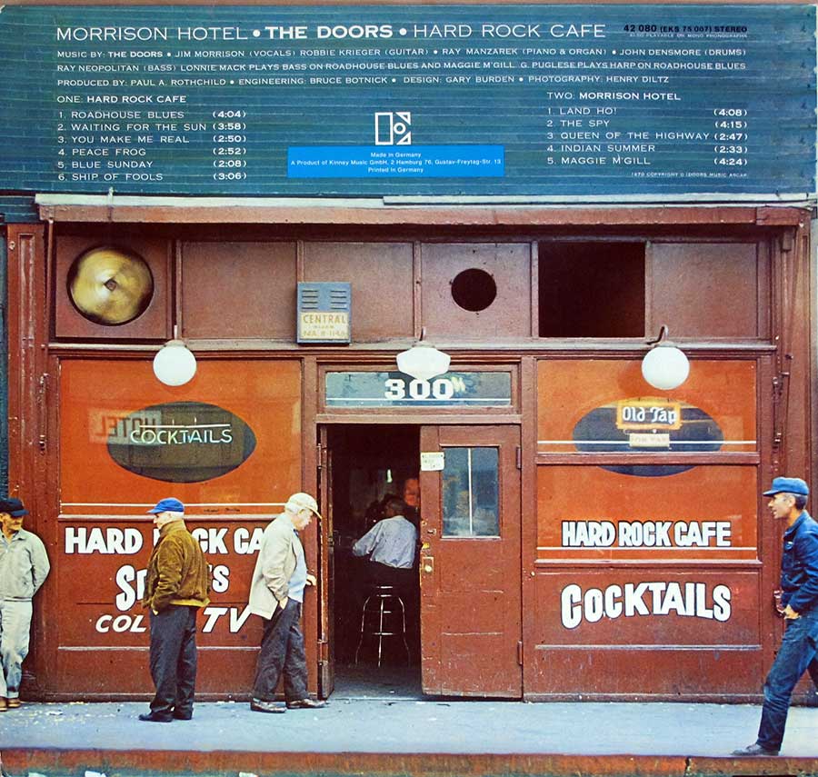 Photo of album back cover THE DOORS - Morrison Hotel ( German Release )