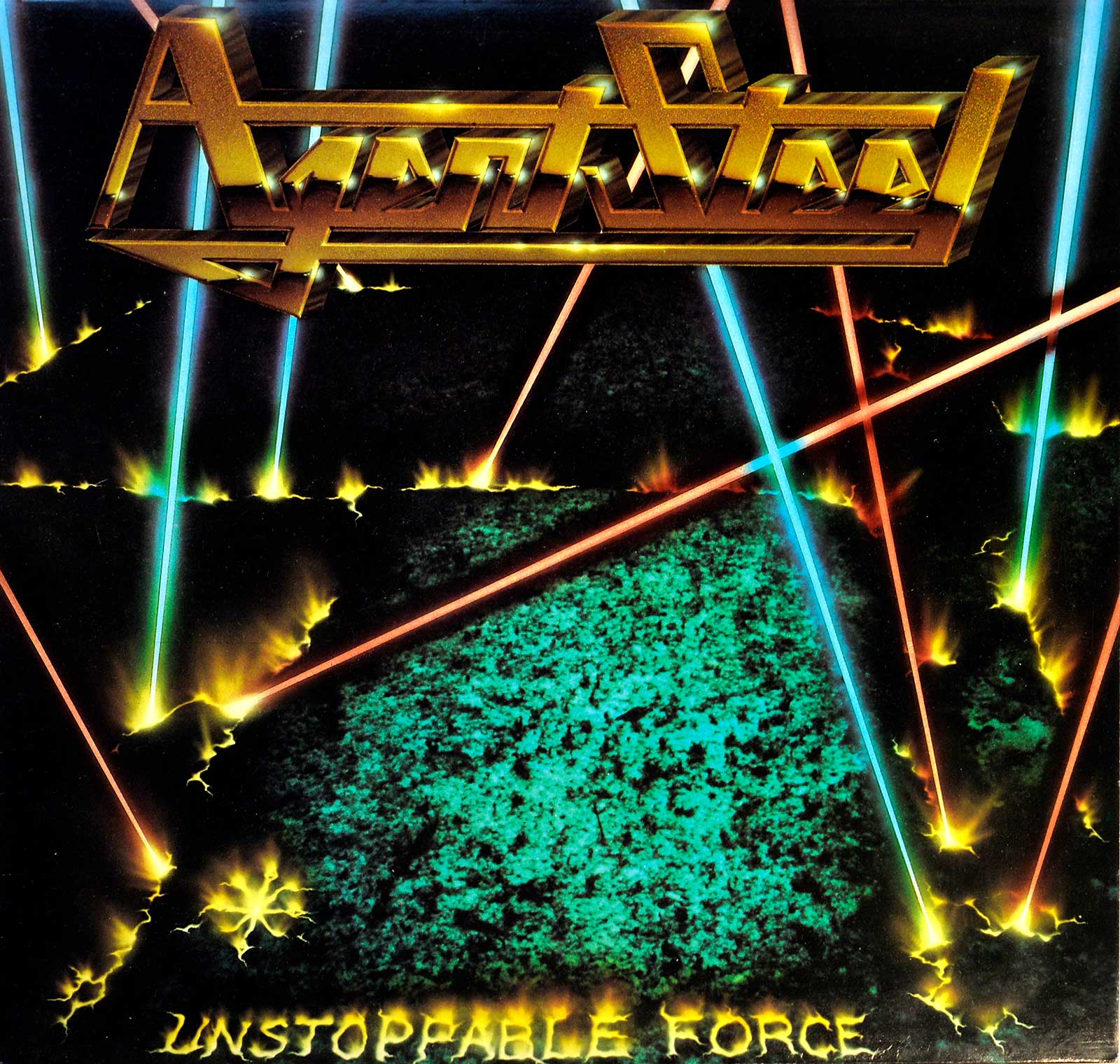 large photo of the album front cover of: AGENT STEEL Unstoppable Force UK MFN 
