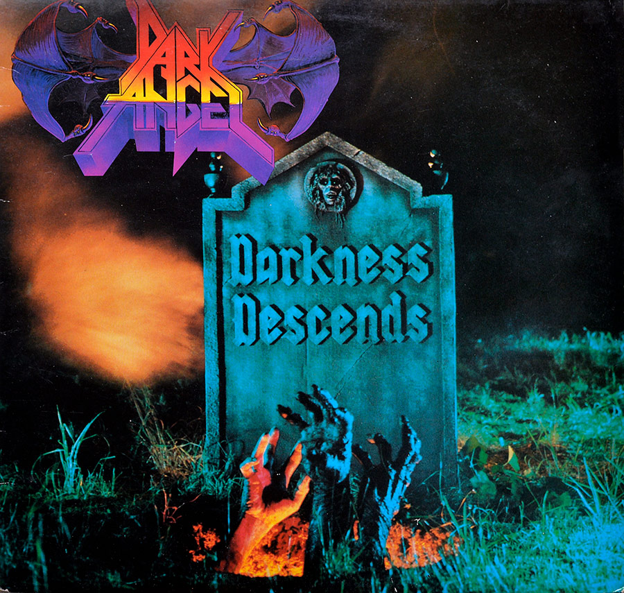 DARK ANGEL - Darkness Descends Under One Flag Records 12" LP ALBUM VINYL  front cover https://vinyl-records.nl