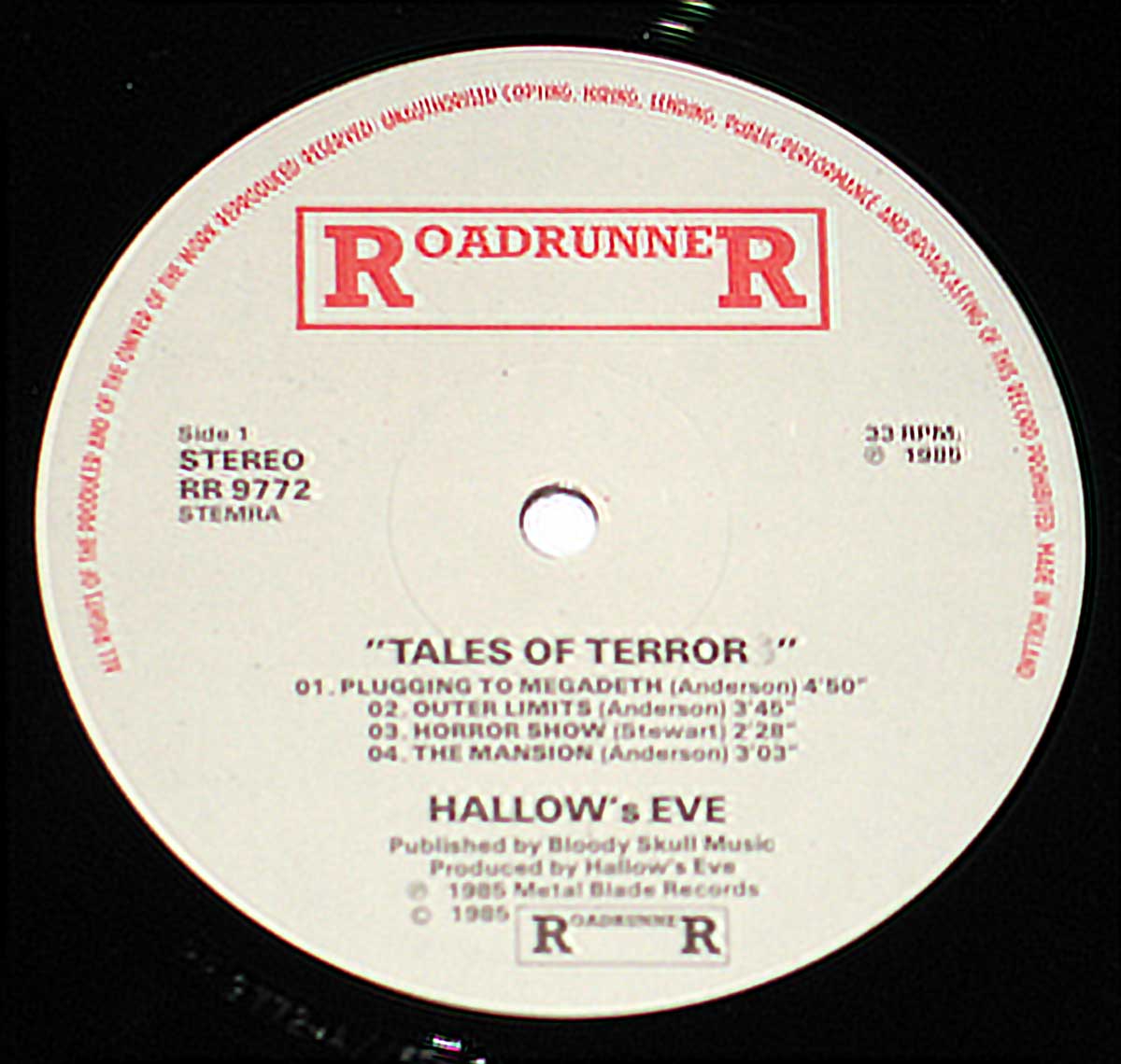 Enlarged High Resolution Photo of the Record's label Hallow's Eve - Tales of Terror https://vinyl-records.nl