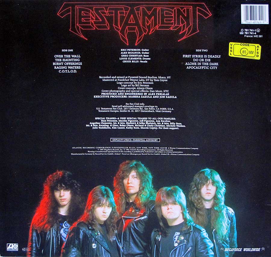 Photo of album back cover TESTAMENT - The Legacy