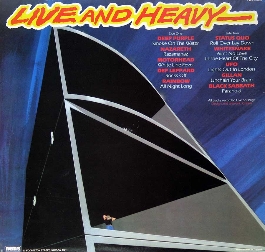 Photo of album back cover VARIOUS ARTISTS - Live and Heavy 12" Vinyl LP Album