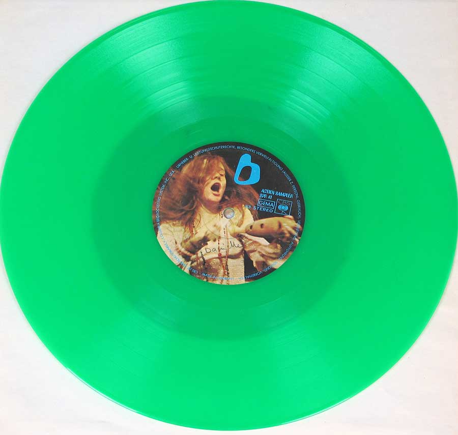 High Quality Photo of record Side 2 of   "ACTION SAMPLER JANIS JOPLIN CBS Green Vinyl"