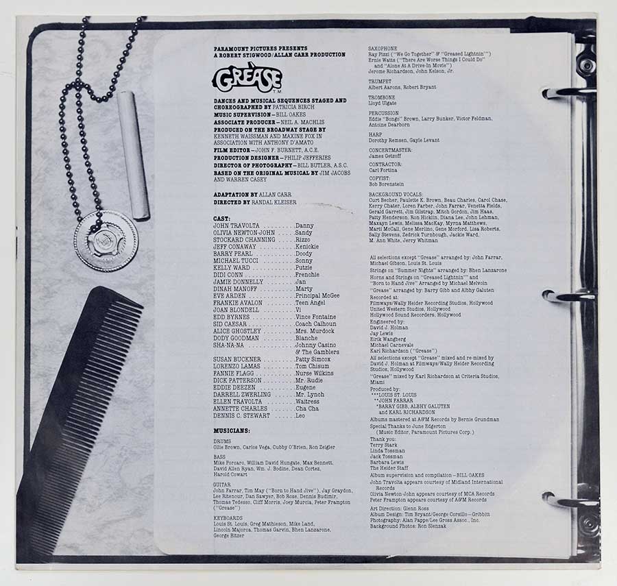 Photo of the custom inner sleeve VARIOUS ARTISTS – GREASE (The Original Soundtrack From The Motion Picture) 