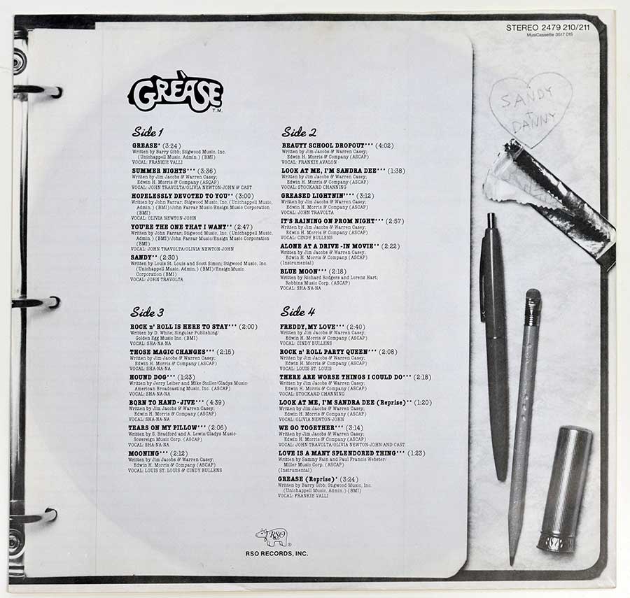 Photo of the custom inner sleeve VARIOUS ARTISTS – GREASE (The Original Soundtrack From The Motion Picture) 