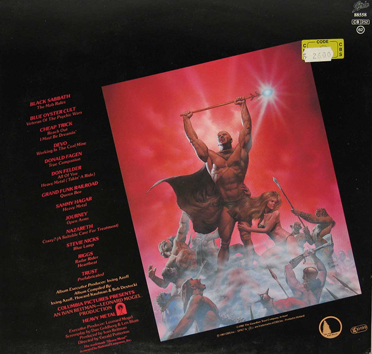 Back Cover  Photo of "Heavy Metal Music from the Motion Picture" Album