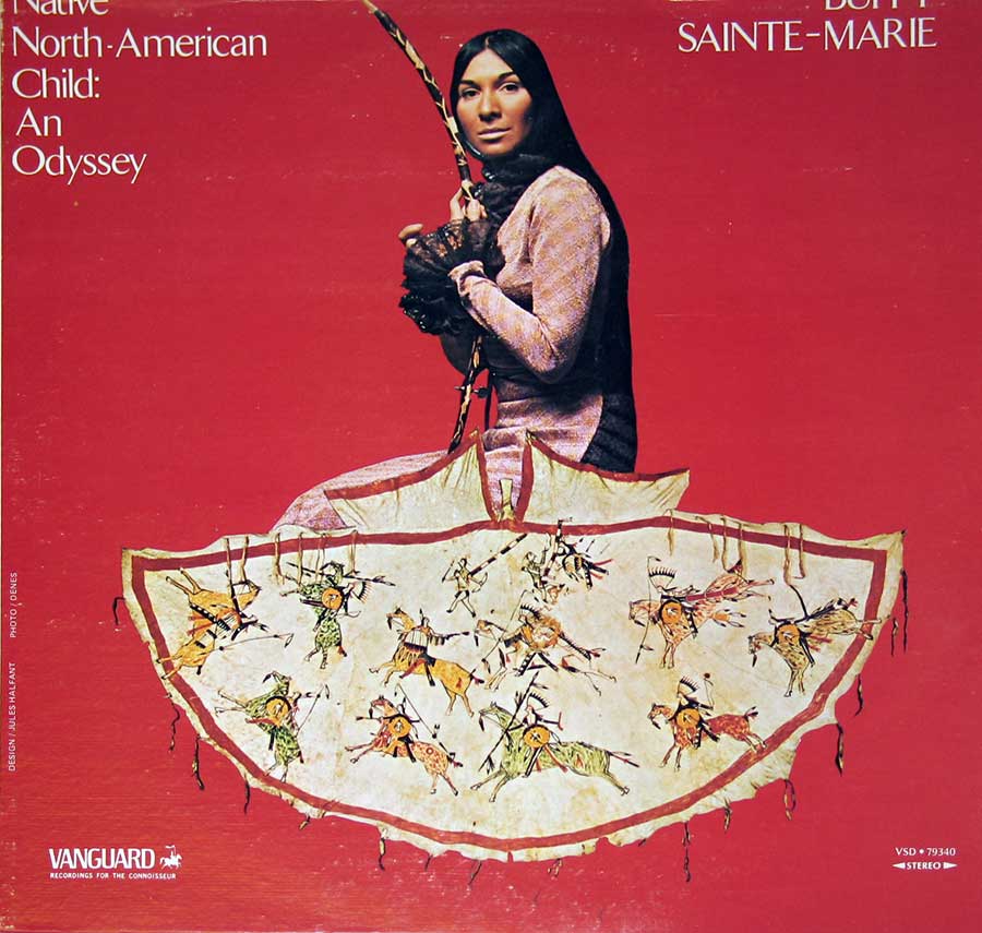 Close up of record's label Buffy Sainte-Marie - Native North-American Child An Odyssey Side One