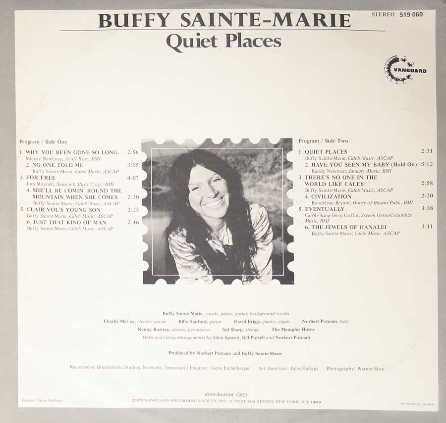Photo of album back cover Buffy Sainte-Marie Quiet Places