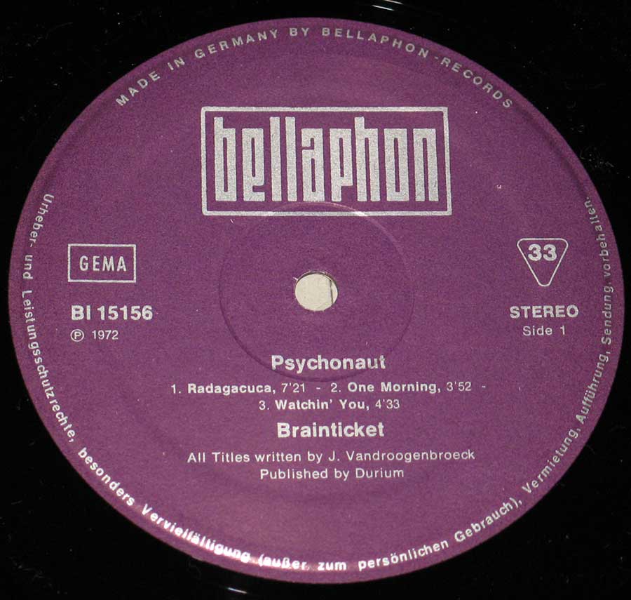 "Psychonaut" Record Label Details: Bellaphon BI 15156 ℗ 1972Sound Copyright 