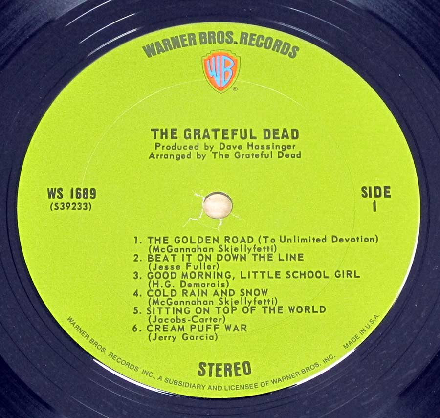 GRATEFUL DEAD - The Grateful Dead 1St Debut 12" LP Vinyl Album
 enlarged record label