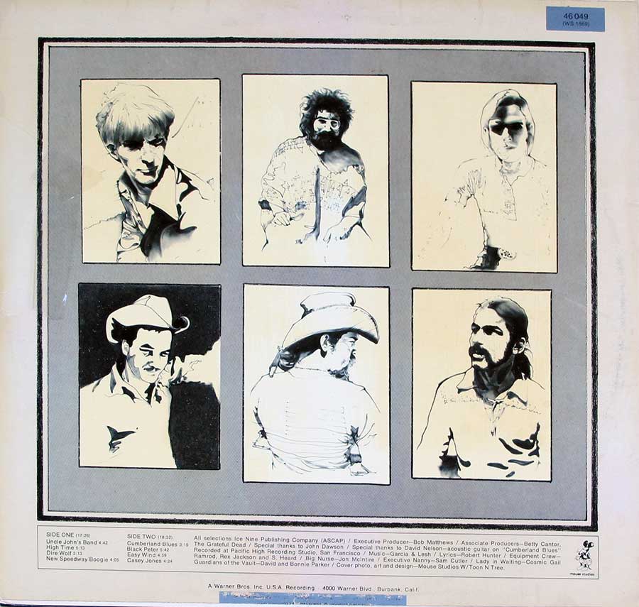 Photo of album back cover GRATEFUL DEAD - Workingman's Dead 12" LP Vinyl Album