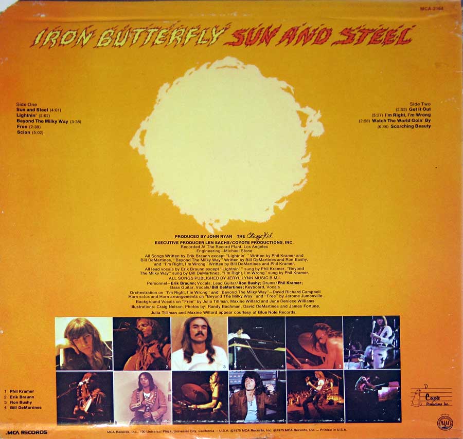Large Hires Photo of Album Back Cover of Iron Butterfly - Sun and Steel    