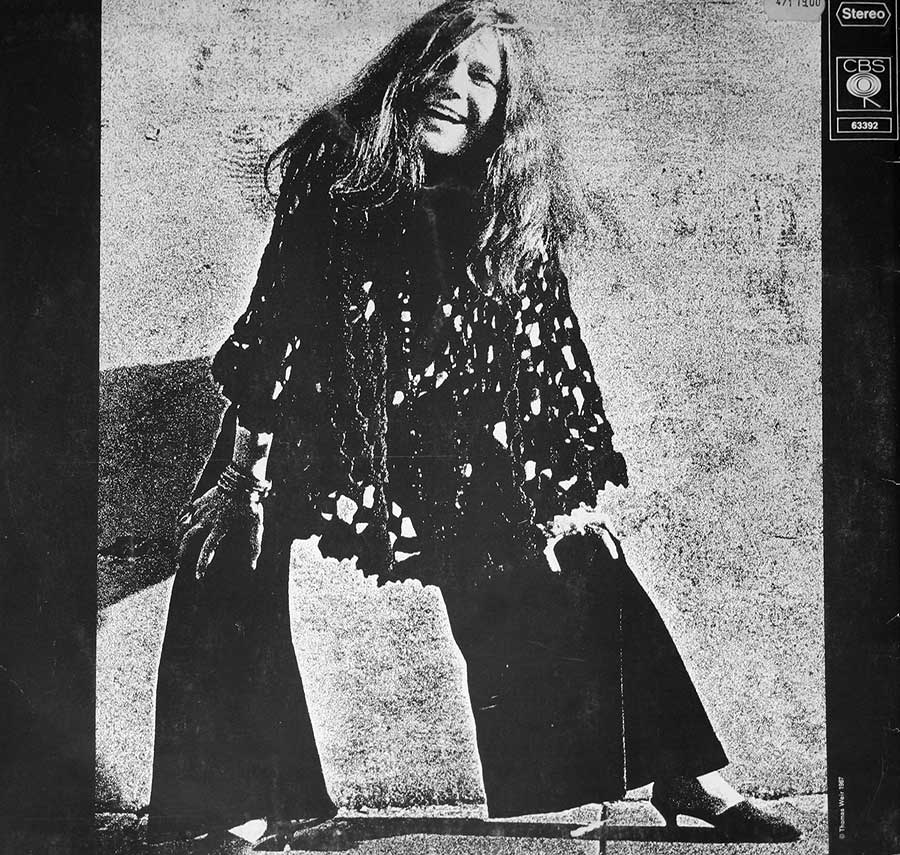 Full page photo of Janis Joplin on the back cover of "Cheap Thrills",