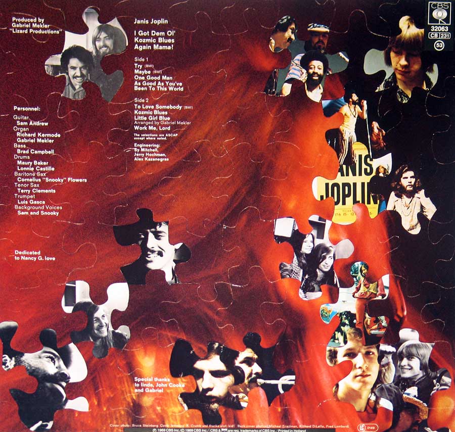 JANIS JOPLIN - I Got 'em old Kozmic Blues again Mama Red Label 12" Vinyl LP Album album back cover