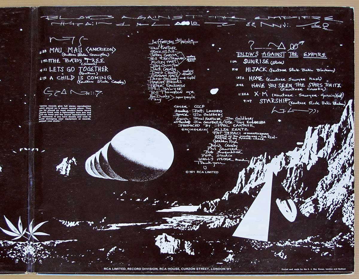 Photo of album back cover PAUL KANTNER ( Jefferson Starship ) - Blows Against The Empire 